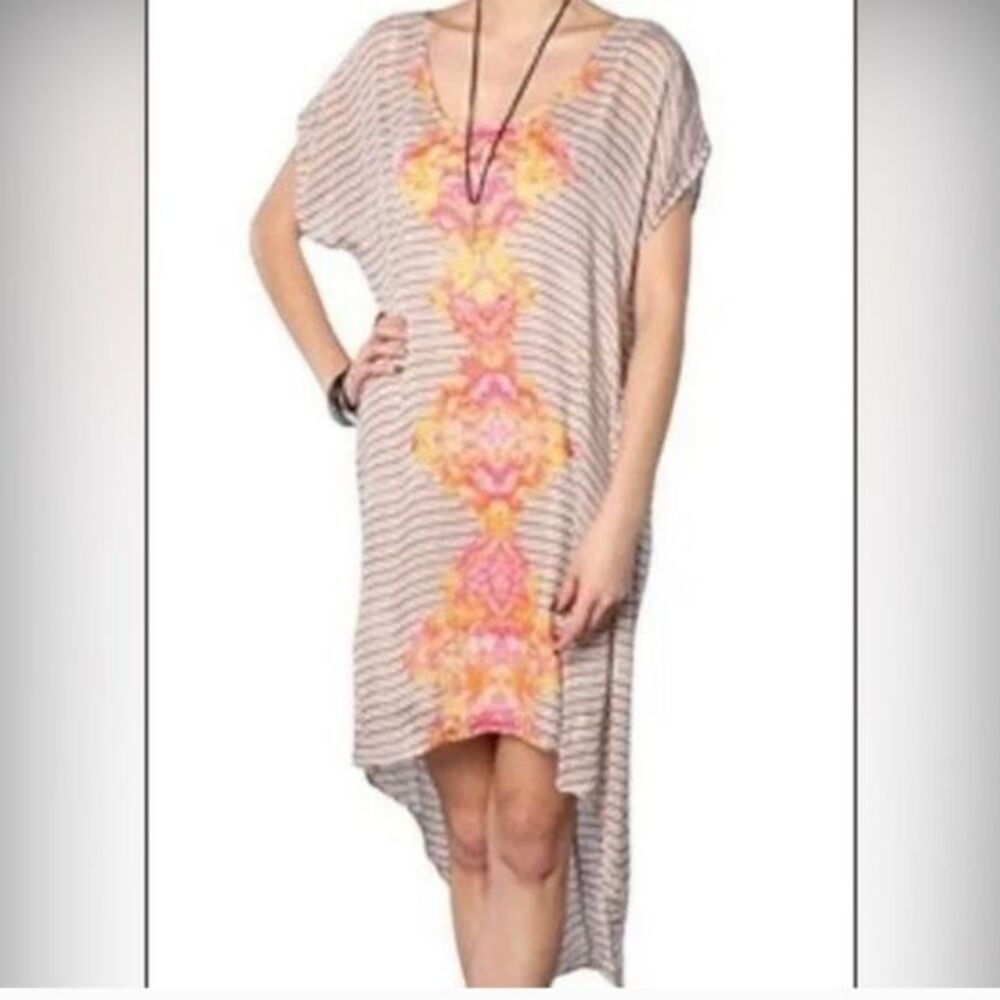 Free People High Low Sunrise Striped Floral Cover Up Dress‎ Size Extra Small